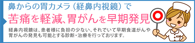 鼻からの胃カメラ（経鼻内視鏡）で 苦痛を軽減